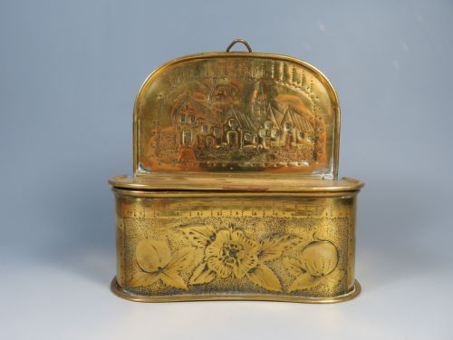 antique dutch brass candle box - CATEGORY: ANTIQUE BOXES - DATED 19TH CENTURY