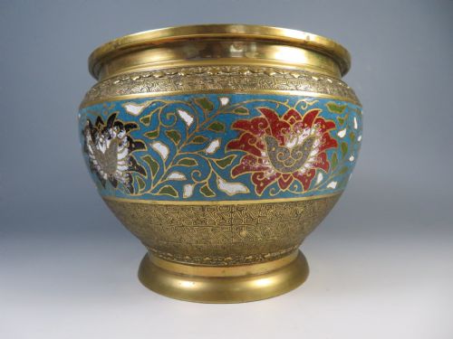 ANTIQUE CHINESE CLOISONNE ENAMEL PLANTER BOWL - ADDITIONAL PHOTO 1