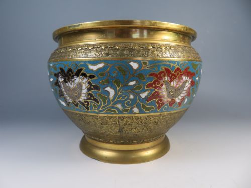 ANTIQUE CHINESE CLOISONNE ENAMEL PLANTER BOWL - ADDITIONAL PHOTO 2