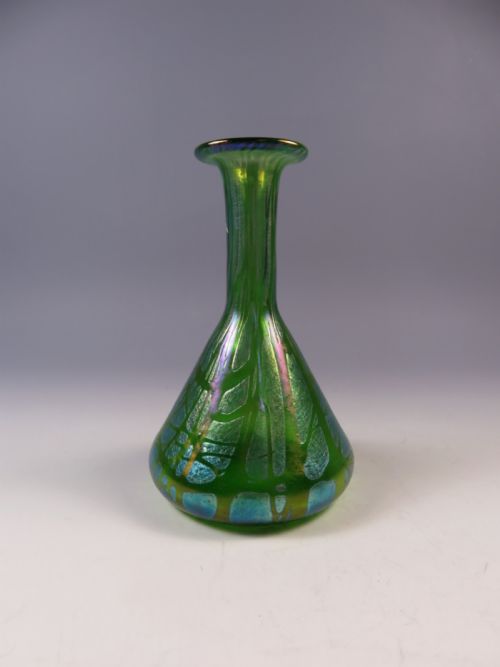 antique art nouveau loetz glass green crete pampas vase - CATEGORY: ANTIQUE GLASS - DATED 1900
