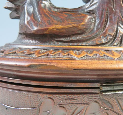 ANTIQUE BLACK FOREST CARVED WOOD FOX BOX - ADDITIONAL PHOTO 8