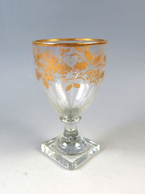 antique english gilt glass goblet - CATEGORY: ANTIQUE GLASS - DATED 1850