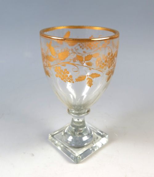 ANTIQUE ENGLISH GILT GLASS GOBLET - ADDITIONAL PHOTO 2