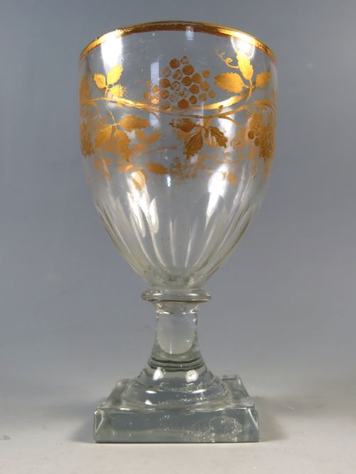 ANTIQUE ENGLISH GILT GLASS GOBLET - ADDITIONAL PHOTO 3