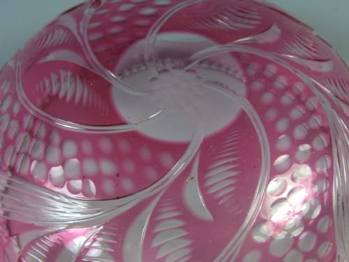 ANTIQUE CUT GLASS CRANBERRY FLASHED BON BON DISH HODGETTS FOR STEVENS AND WILLIAMS - ADDITIONAL PHOTO 4