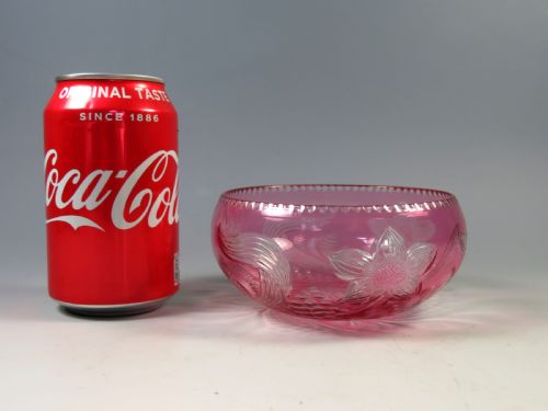 ANTIQUE CUT GLASS CRANBERRY FLASHED BON BON DISH HODGETTS FOR STEVENS AND WILLIAMS - ADDITIONAL PHOTO 5
