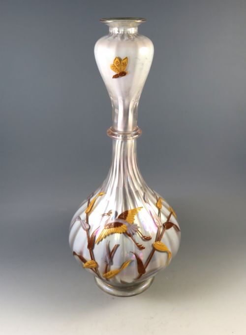 ANTIQUE JOSEF REIDEL BOHEMIAN GLASS VASE - ADDITIONAL PHOTO 1