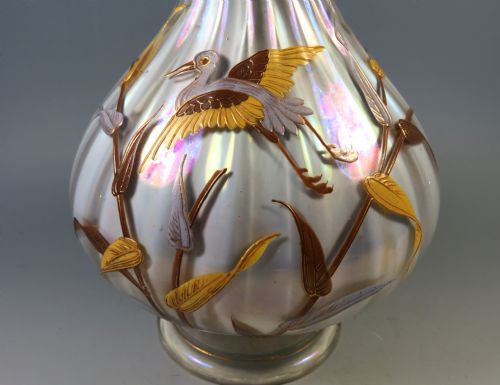 ANTIQUE JOSEF REIDEL BOHEMIAN GLASS VASE - ADDITIONAL PHOTO 2