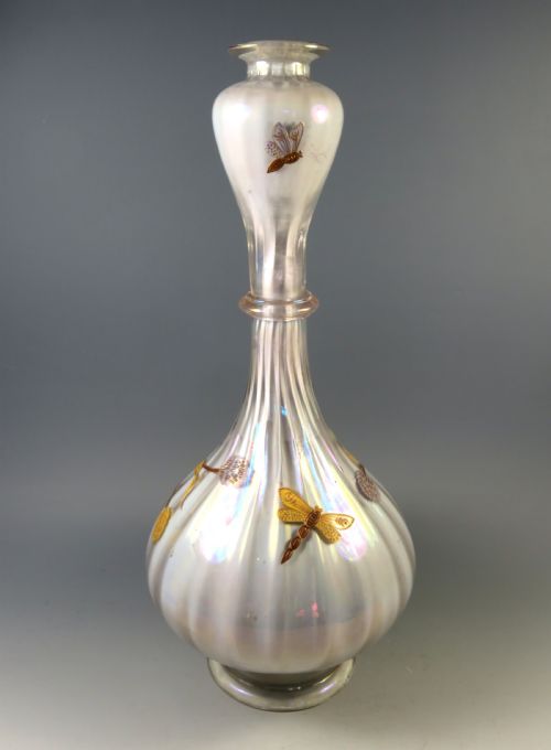 ANTIQUE JOSEF REIDEL BOHEMIAN GLASS VASE - ADDITIONAL PHOTO 4