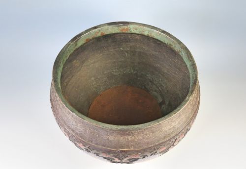 ANTIQUE CHINESE BRONZE CLOISONNE ENAMEL PLANTER BOWL - ADDITIONAL PHOTO 6
