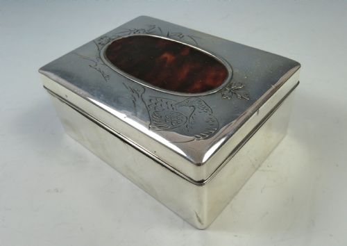 ANTIQUE JAPANESE SILVER TORTOISESHELL BOX MEIJI PERIOD - ADDITIONAL PHOTO 1