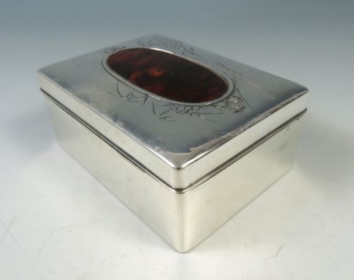 ANTIQUE JAPANESE SILVER TORTOISESHELL BOX MEIJI PERIOD - ADDITIONAL PHOTO 2