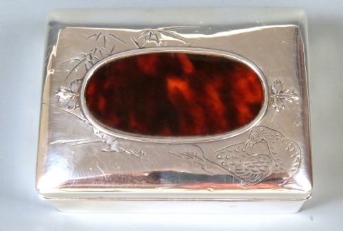 ANTIQUE JAPANESE SILVER TORTOISESHELL BOX MEIJI PERIOD - ADDITIONAL PHOTO 9