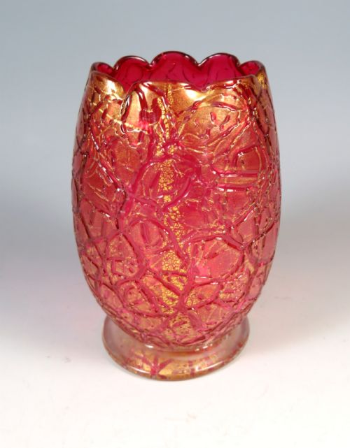 antique loetz glass pink mimosa egg vase - CATEGORY: ANTIQUE GLASS - DATED 1900