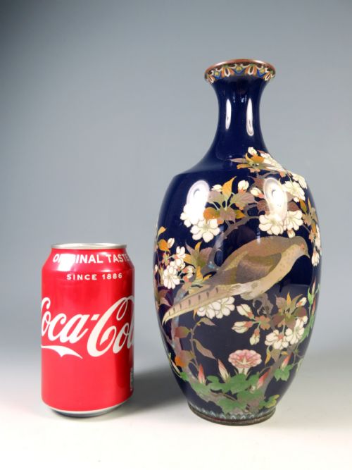 ANTIQUE JAPANESE CLOISONNE ENAMEL PHEASANT VASE MEIJI PERIOD - ADDITIONAL PHOTO 7