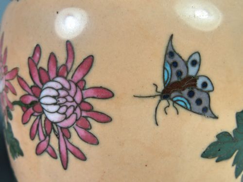 ANTIQUE PAIR JAPANESE CLOISONNE ENAMEL VASES MEIJI PERIOD - ADDITIONAL PHOTO 6