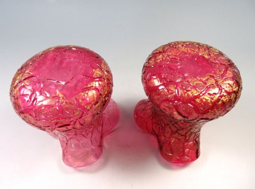ANTIQUE PAIR LOETZ GLASS PINK MIMOSA VASES - ADDITIONAL PHOTO 4