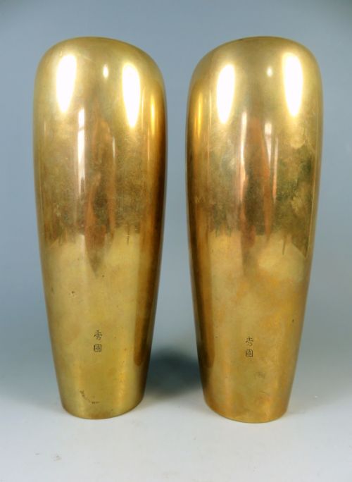 PAIR OF JAPANESE MEIJI PERIOD INLAID BRONZE COCKEREL VASES BY NOGAWA - ADDITIONAL PHOTO 7
