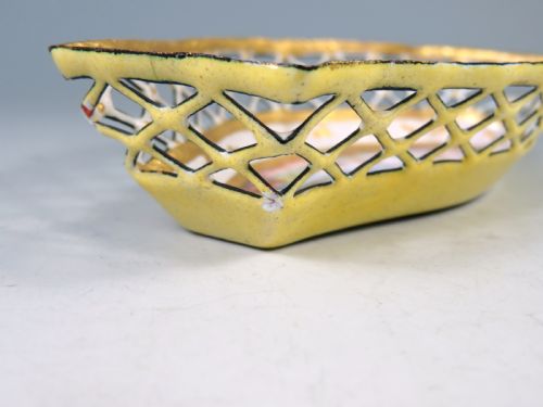ANTIQUE HAND PAINTED BILSTON ENAMEL DISH - ADDITIONAL PHOTO 2
