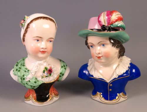 pair of antique vienna porcelain busts - CATEGORY: ANTIQUE CERAMICS - DATED 1890