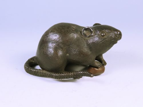japanese meiji period bronze rat okimono - CATEGORY: ANTIQUE MISCELLANEOUS - DATED 1900