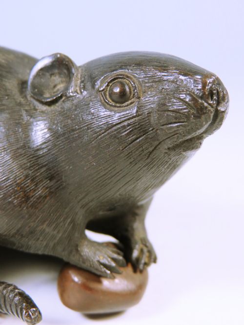 JAPANESE MEIJI PERIOD BRONZE RAT OKIMONO - ADDITIONAL PHOTO 3