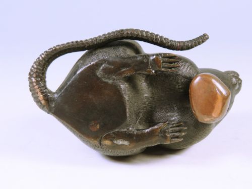 JAPANESE MEIJI PERIOD BRONZE RAT OKIMONO - ADDITIONAL PHOTO 5