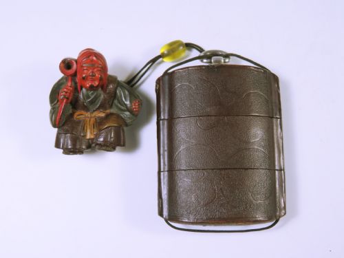 japanese meiji period lacquer and silver inro and netsuke - CATEGORY: ANTIQUE MISCELLANEOUS - DATED 1900