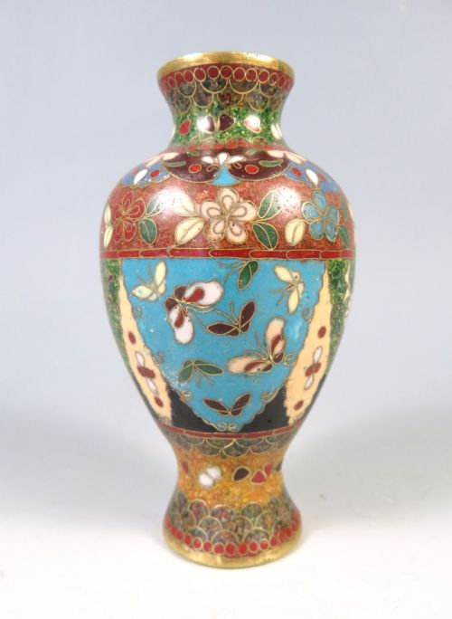 ANTIQUE JAPANESE CLOISONNE ENAMEL VASE - ADDITIONAL PHOTO 1