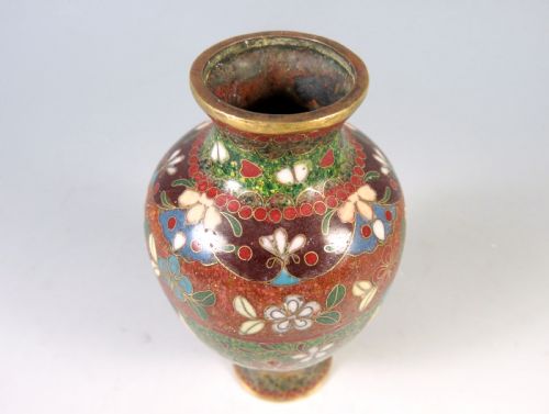 ANTIQUE JAPANESE CLOISONNE ENAMEL VASE - ADDITIONAL PHOTO 4