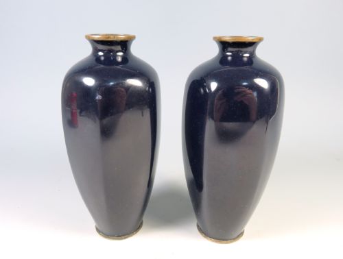 PAIR OF ANTIQUE JAPANESE CLOISONNE ENAMEL SILVER WIRE VASES - ADDITIONAL PHOTO 5