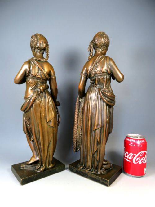 PAIR 19TH C FRENCH BRONZES DIANA THE HUNTRESS AND AMPHITRITE - ADDITIONAL PHOTO 2