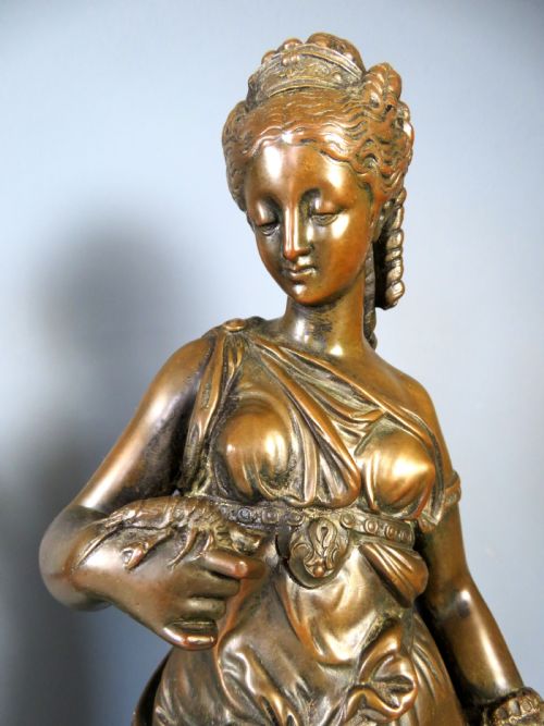 PAIR 19TH C FRENCH BRONZES DIANA THE HUNTRESS AND AMPHITRITE - ADDITIONAL PHOTO 3