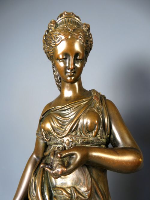 PAIR 19TH C FRENCH BRONZES DIANA THE HUNTRESS AND AMPHITRITE - ADDITIONAL PHOTO 4