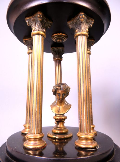 PAIR 19TH C GRAND TOUR BRONZE AND MARBLE TEMPLES - ADDITIONAL PHOTO 2
