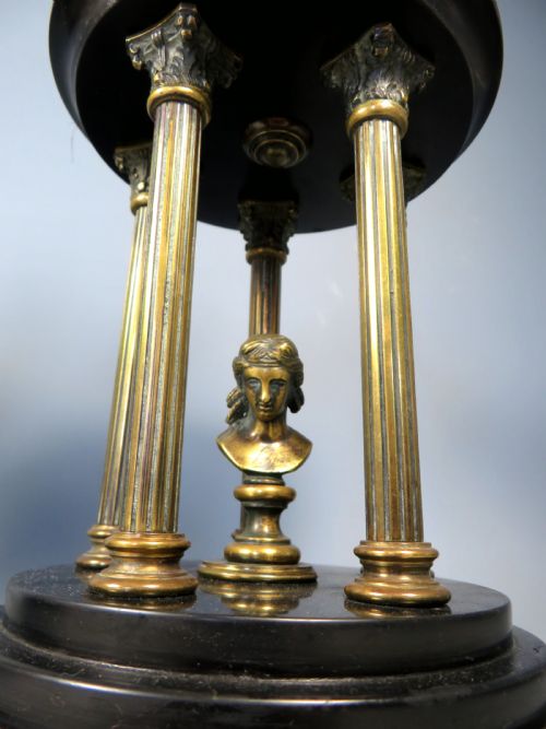 PAIR 19TH C GRAND TOUR BRONZE AND MARBLE TEMPLES - ADDITIONAL PHOTO 3