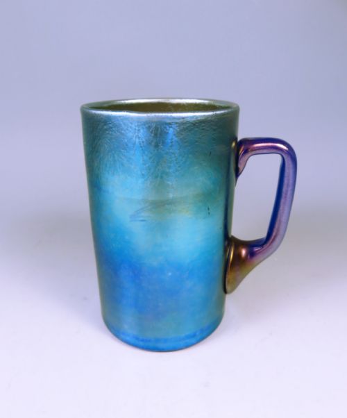 antique loetz bohemian glass mug blue cisele - CATEGORY: ANTIQUE GLASS - DATED 1900