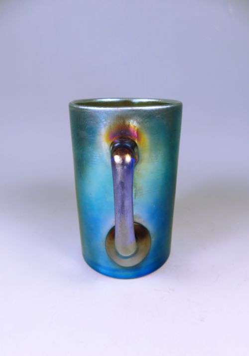 ANTIQUE LOETZ BOHEMIAN GLASS MUG BLUE CISELE - ADDITIONAL PHOTO 3