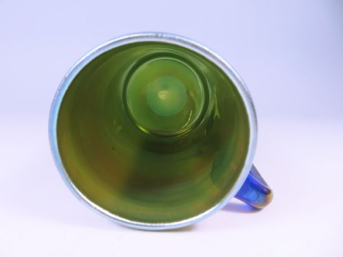 ANTIQUE LOETZ BOHEMIAN GLASS MUG BLUE CISELE - ADDITIONAL PHOTO 4