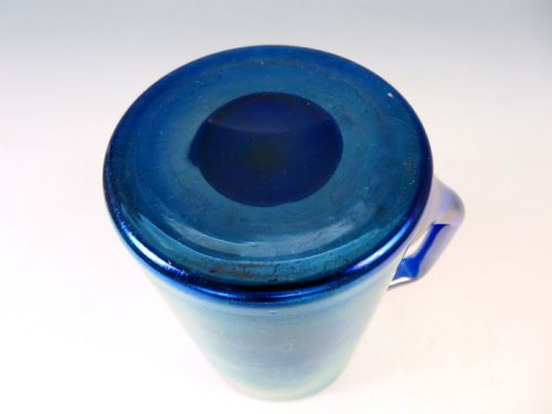 ANTIQUE LOETZ BOHEMIAN GLASS MUG BLUE CISELE - ADDITIONAL PHOTO 5