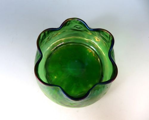 ANTIQUE BOHEMIAN LOETZ GLASS RUSTICANA BOWL - ADDITIONAL PHOTO 2
