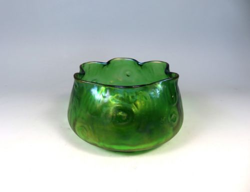ANTIQUE BOHEMIAN LOETZ GLASS RUSTICANA BOWL - ADDITIONAL PHOTO 3