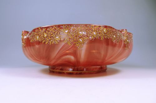 antique bohemian loetz glass carneol bowl - CATEGORY: ANTIQUE GLASS - DATED 1890