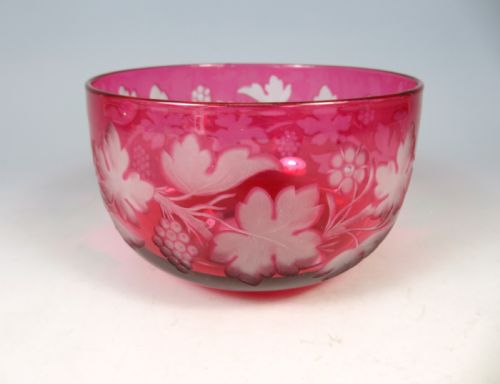 antique stevens and williams cranberry glass bowl - CATEGORY: ANTIQUE GLASS - DATED 1910