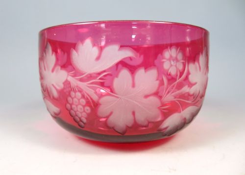 ANTIQUE STEVENS AND WILLIAMS CRANBERRY GLASS BOWL - ADDITIONAL PHOTO 1
