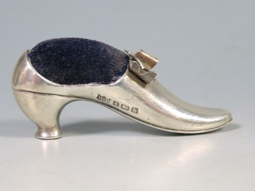 ANTIQUE HALLMARKED SILVER SHOE PIN CUSHION - ADDITIONAL PHOTO 2