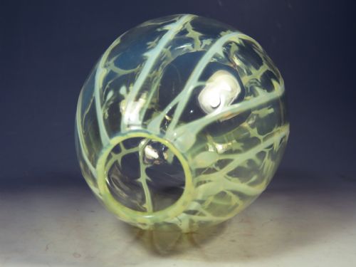ANTIQUE ARTS AND CRAFTS VASELINE GLASS LAMP SHADE - ADDITIONAL PHOTO 4