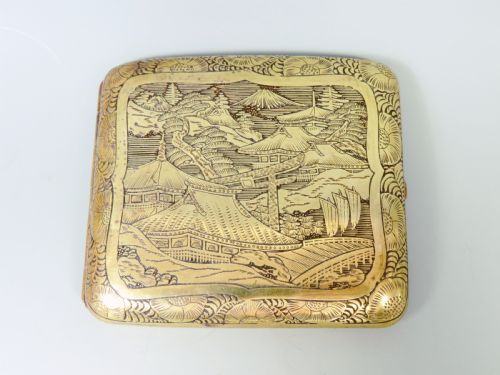 antique japanese komai style damascene cigarette case - CATEGORY: ANTIQUE MISCELLANEOUS - DATED 1920