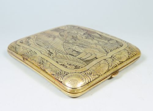 ANTIQUE JAPANESE KOMAI STYLE DAMASCENE CIGARETTE CASE - ADDITIONAL PHOTO 1