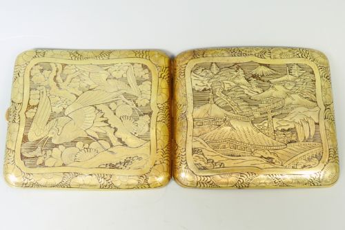 ANTIQUE JAPANESE KOMAI STYLE DAMASCENE CIGARETTE CASE - ADDITIONAL PHOTO 2